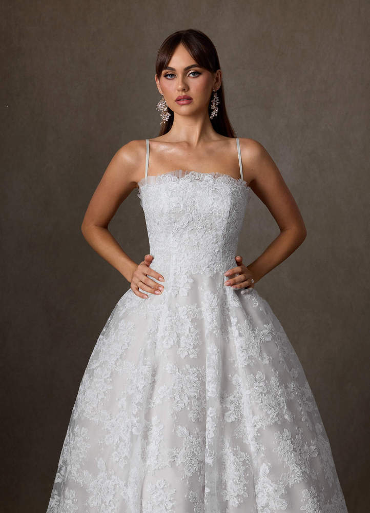 elyessen Hinata Two-Piece Diamond White Ball-Gown Strapless Lace Dress
