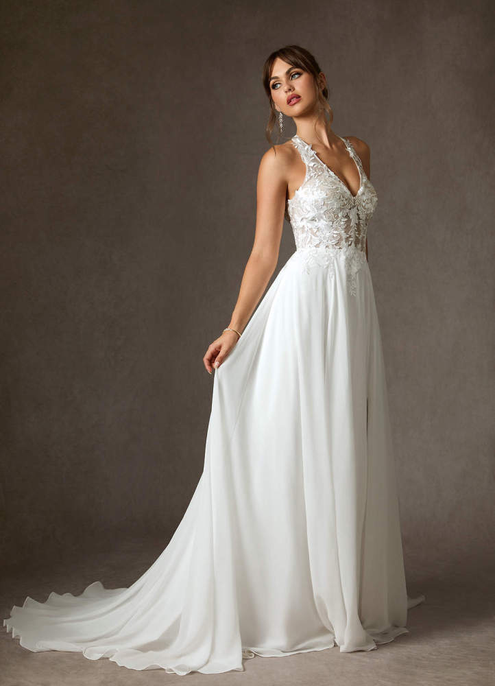 elyessen  Diamond White A-Line Lace Dress