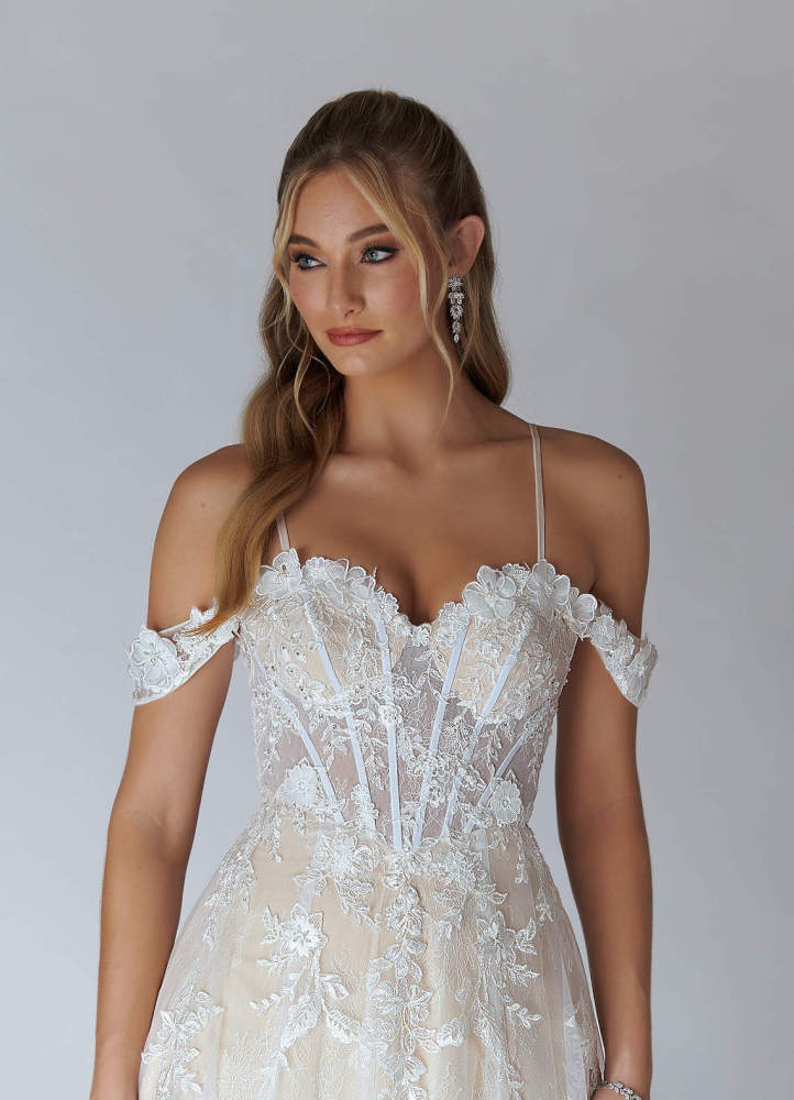 elyessen Diamond White A-Line Sweetheart Sequins Tulle Dress