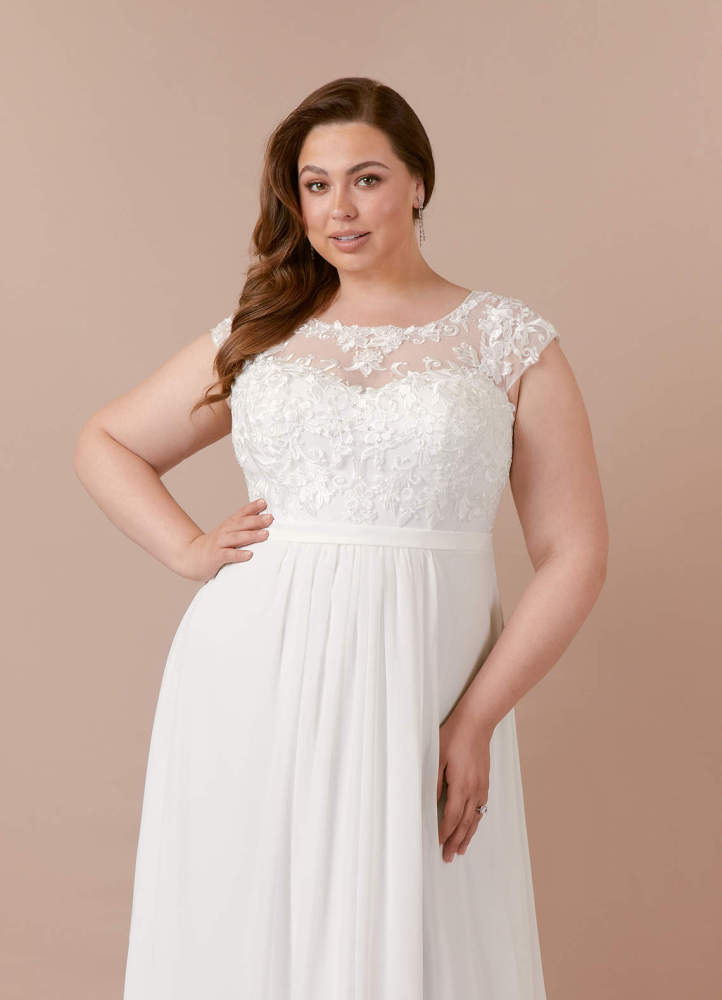elyessen Brynslee Diamond White A-Line Scoop Sequins Chiffon Dress