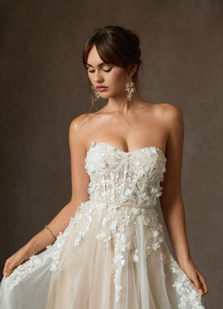 elyessen Diamond White Ball-Gown Off the Shoulder Lace Dress