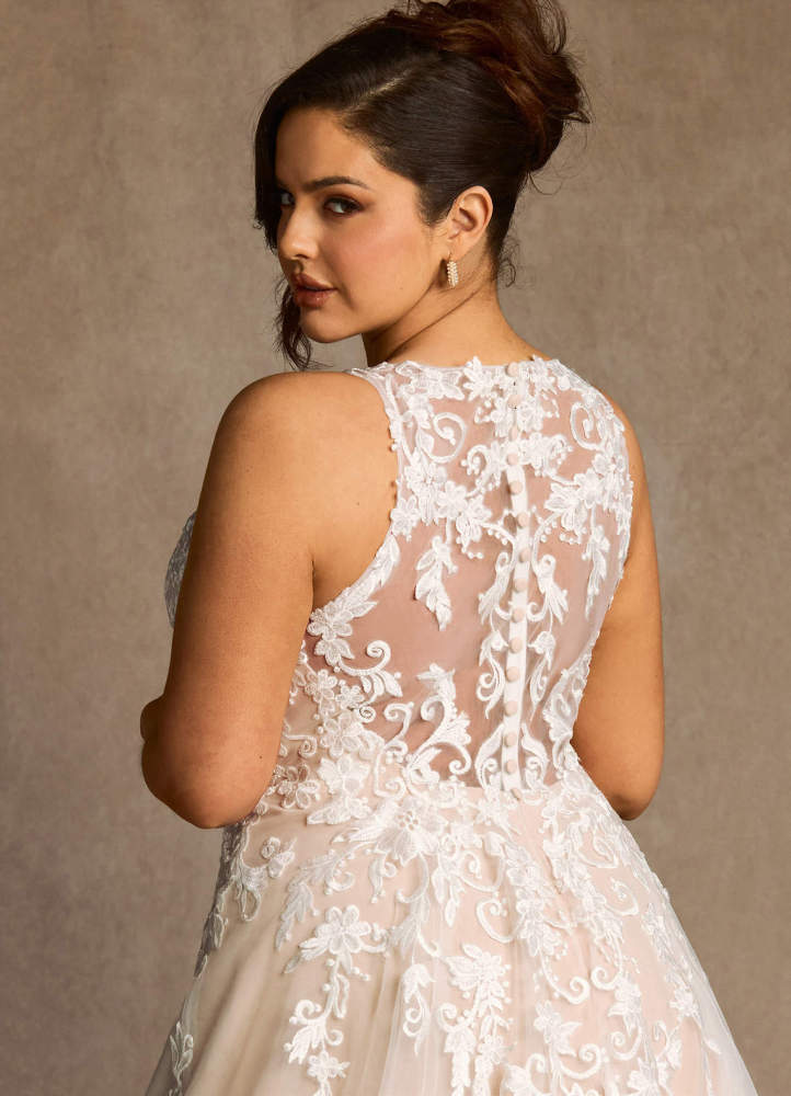 elyessen Diamond White A-Line Sweetheart Lace Tulle Dress