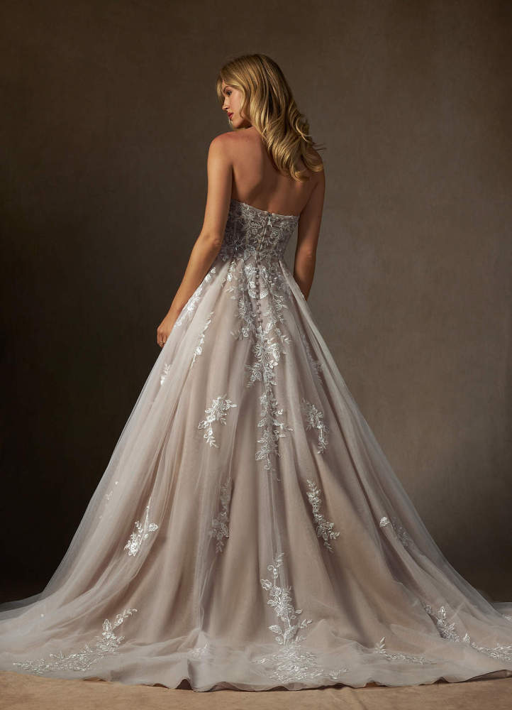 elyessen  Diamond White Ball-Gown Strapless Lace Dress