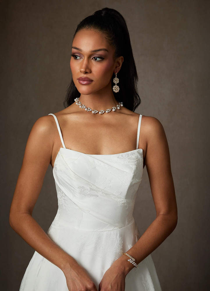 elyessen Kandice Diamond White Ball-Gown Floral Jacquard Dress