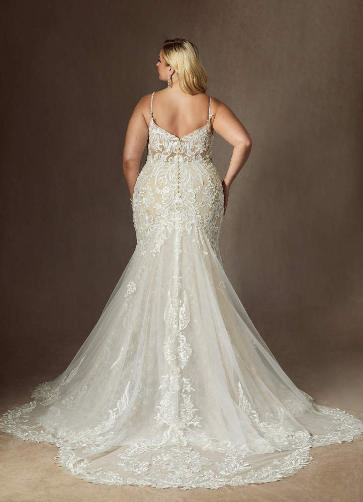 elyessen  Diamond White Mermaid V-Neck Sequins Tulle Dress