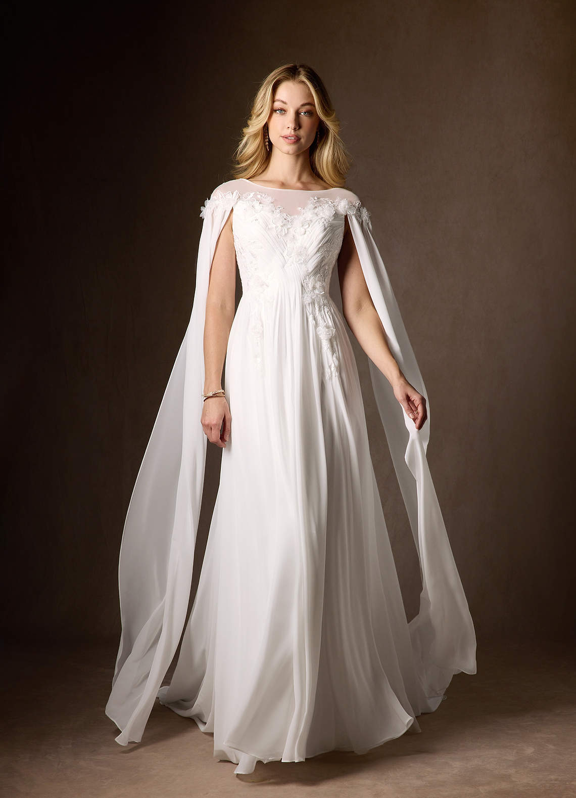 elyessen Linnea Diamond White A-Line Scoop Chiffon Dress