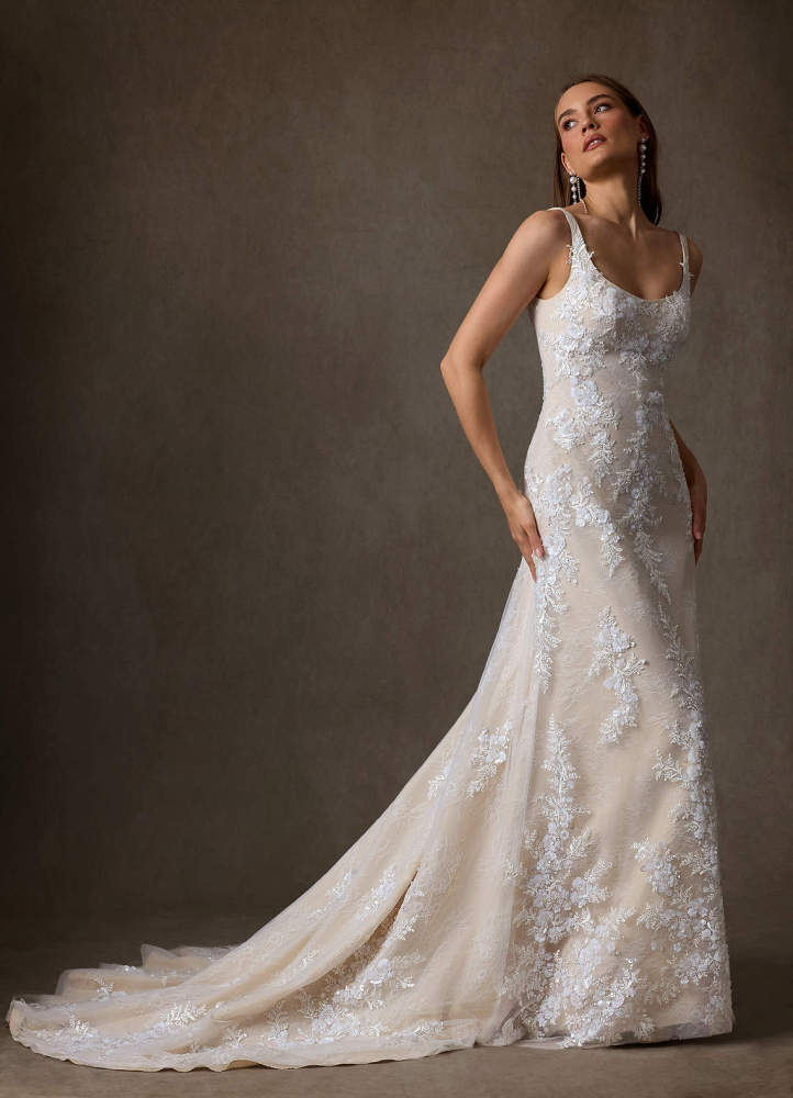 elyessen Rosalie Diamond White A-Line Lace Dress