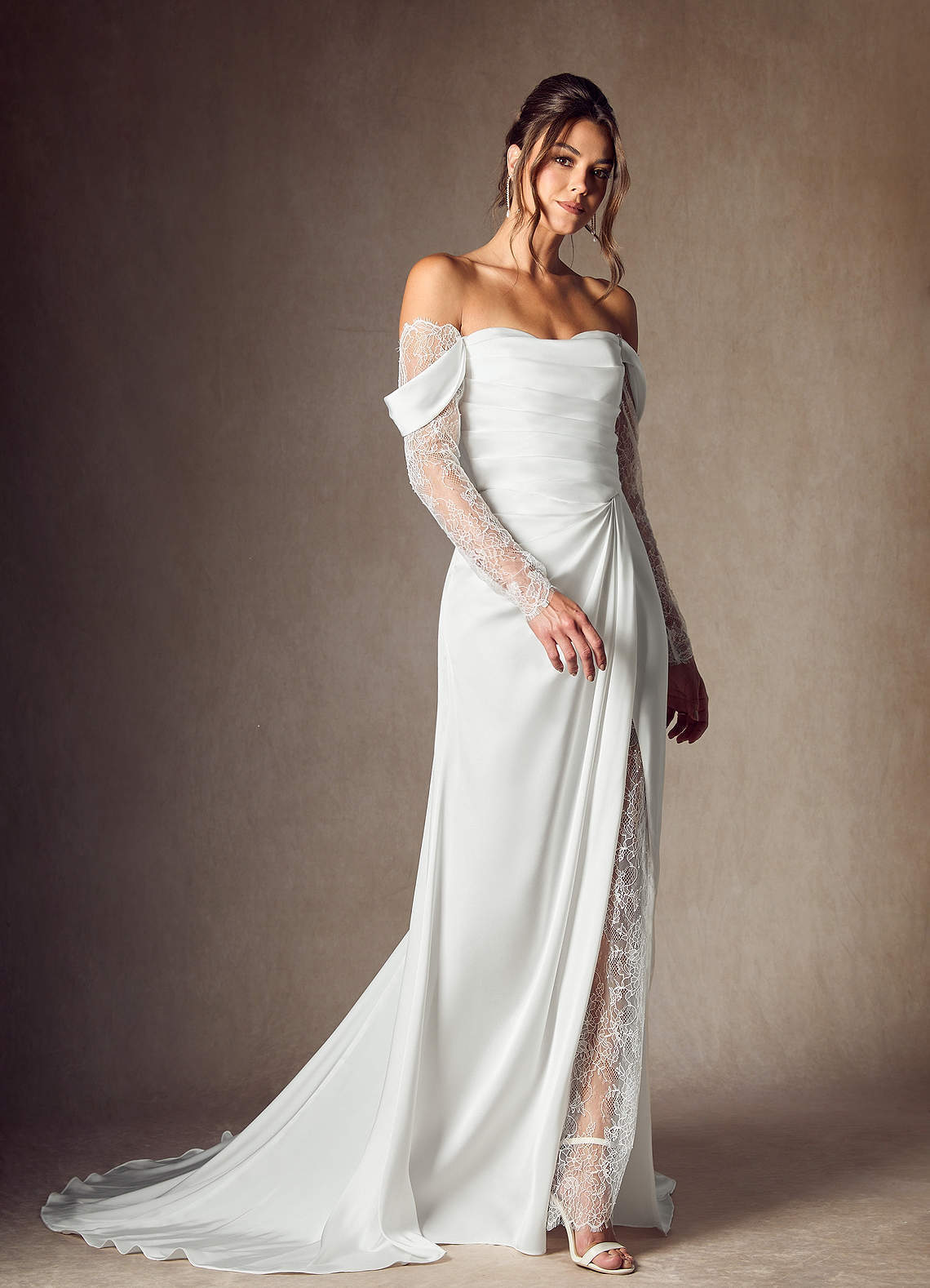 elyessen Alexa Stretch Diamond White A-Line Sweetheart Neckline Lace Dress