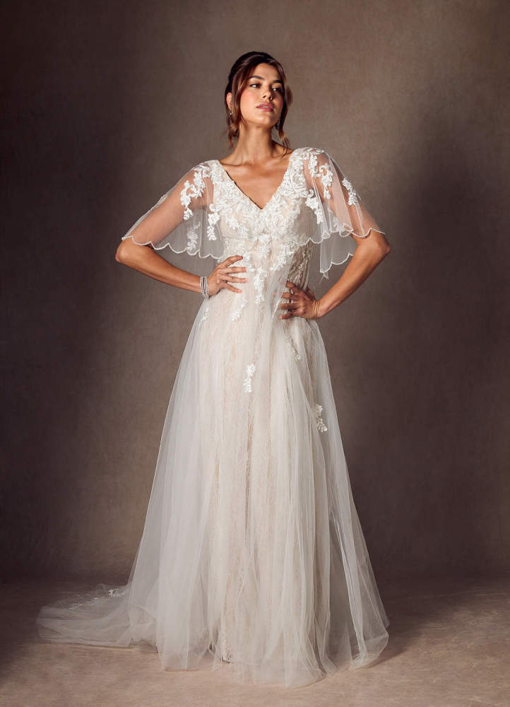 elyessen  Diamond White A-Line Sequins Tulle Dress