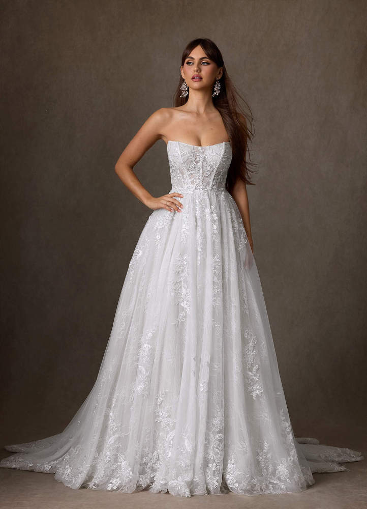 elyessen Elowyn Two-Piece Diamond White Ball-Gown Strapless Lace Dress