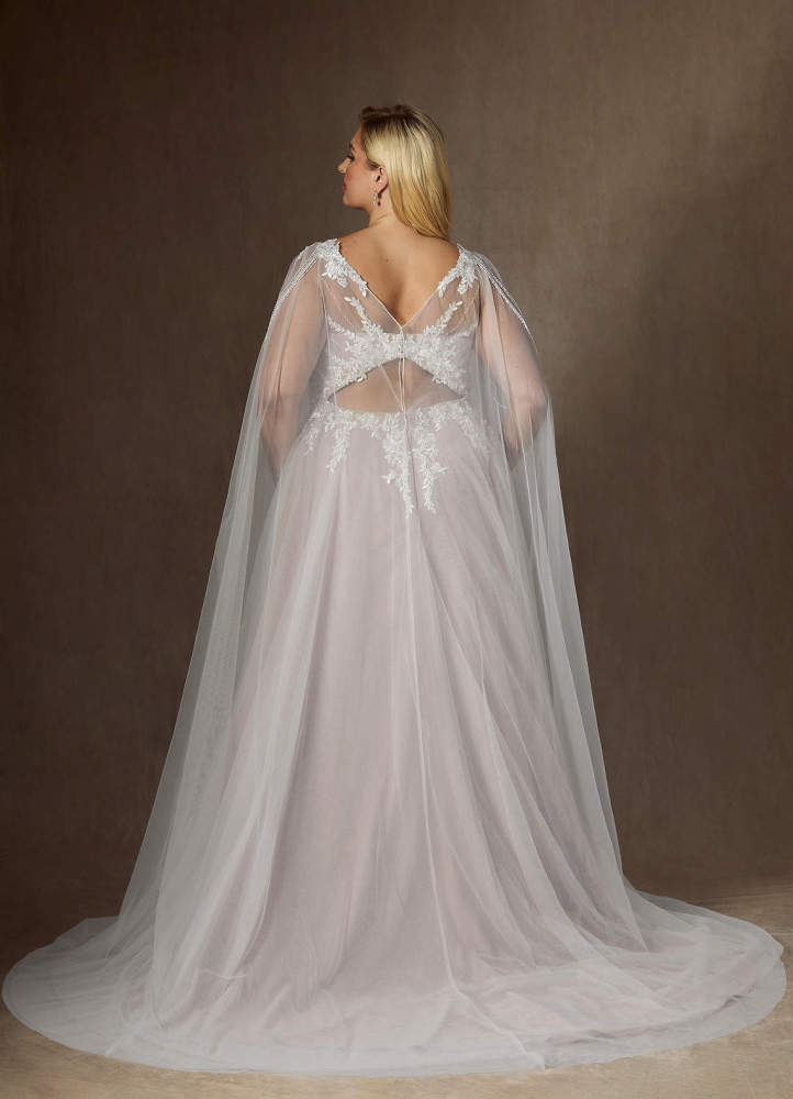 elyessen Goddess Two-Piece Diamond White A-Line V-Neck Sequins Tulle Dress