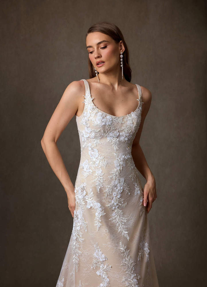 elyessen  Diamond White A-Line Lace Dress