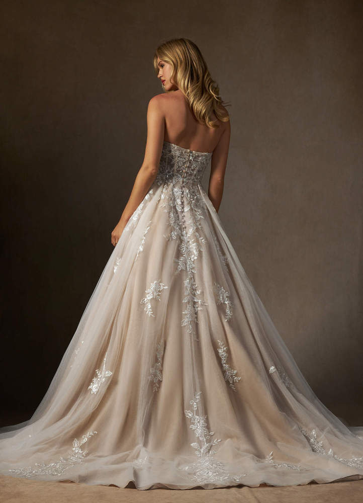 elyessen  Diamond White Ball-Gown Strapless Lace Dress