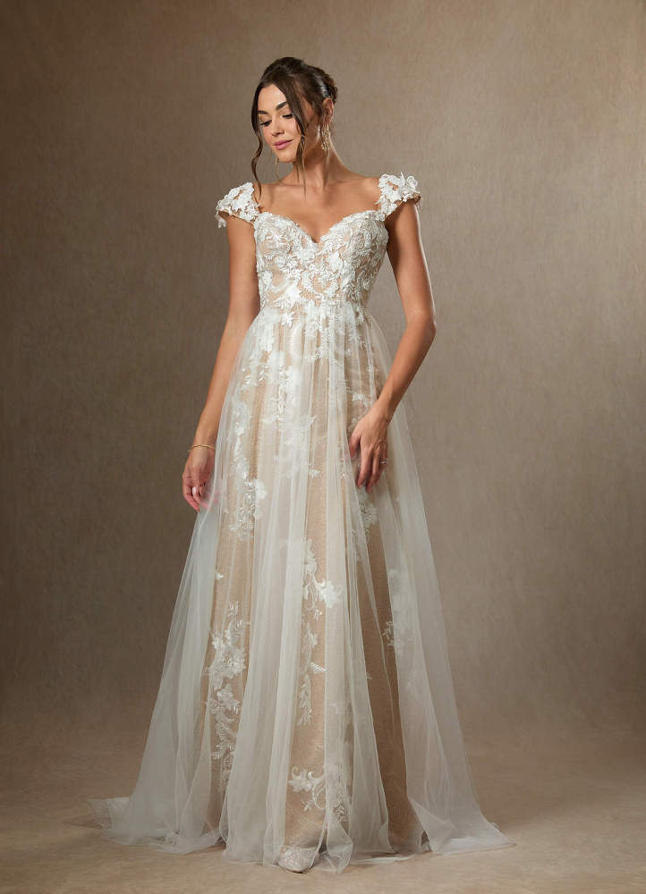 elyessen Diamond White A-Line Sweetheart Sequins Tulle Dress