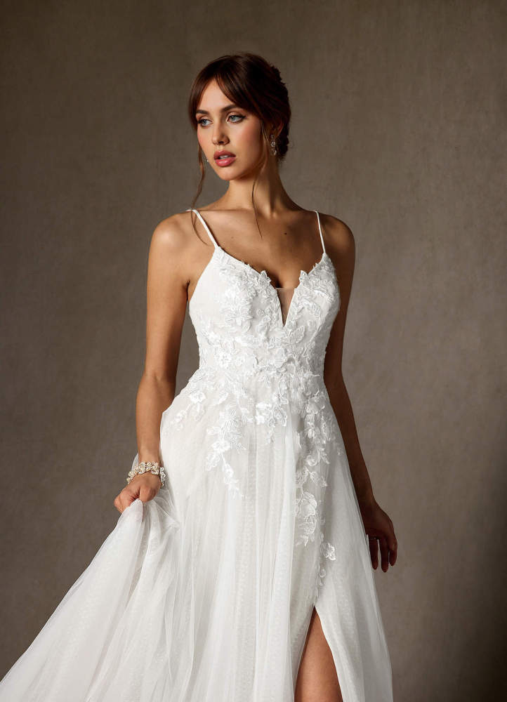 elyessen Nikita Diamond White A-Line Sequins Tulle Dress