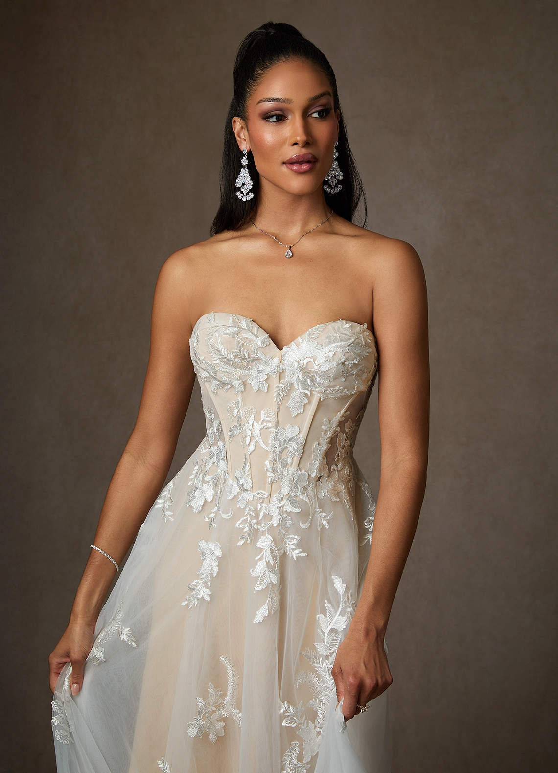 elyessen  Diamond White A-Line Sequins Tulle Dress