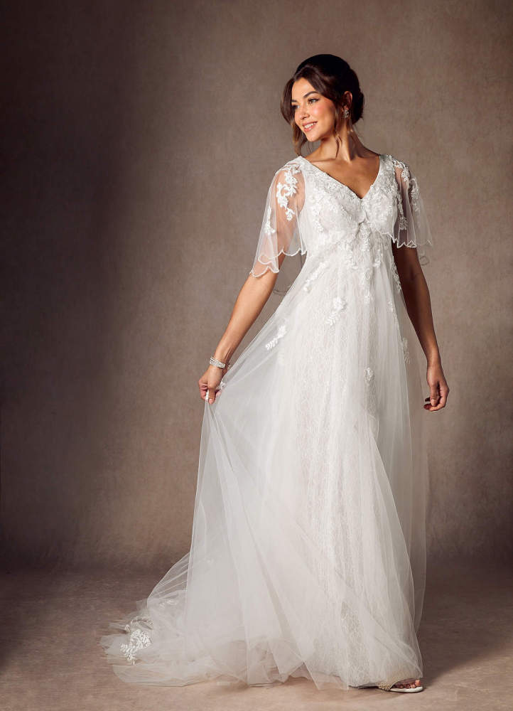elyessen Renesmee Diamond White A-Line Sequins Tulle Dress