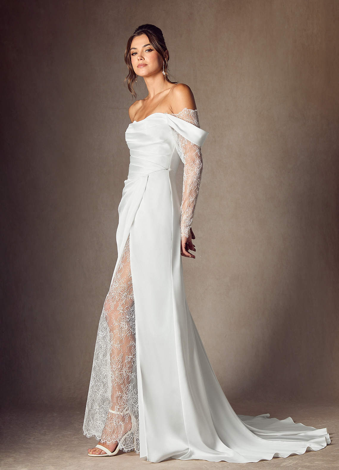 elyessen Alexa Stretch Diamond White A-Line Sweetheart Neckline Lace Dress