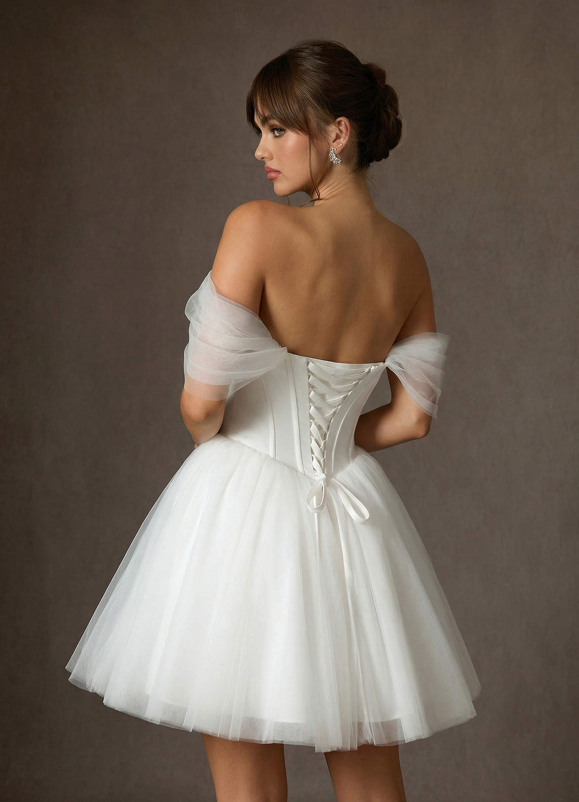 elyessen Naef Two-Piece Diamond White A-Line Tulle Dress