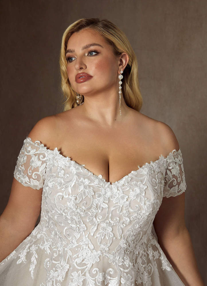 elyessen Rowe Diamond White Ball-Gown Off the Shoulder Tulle Dress