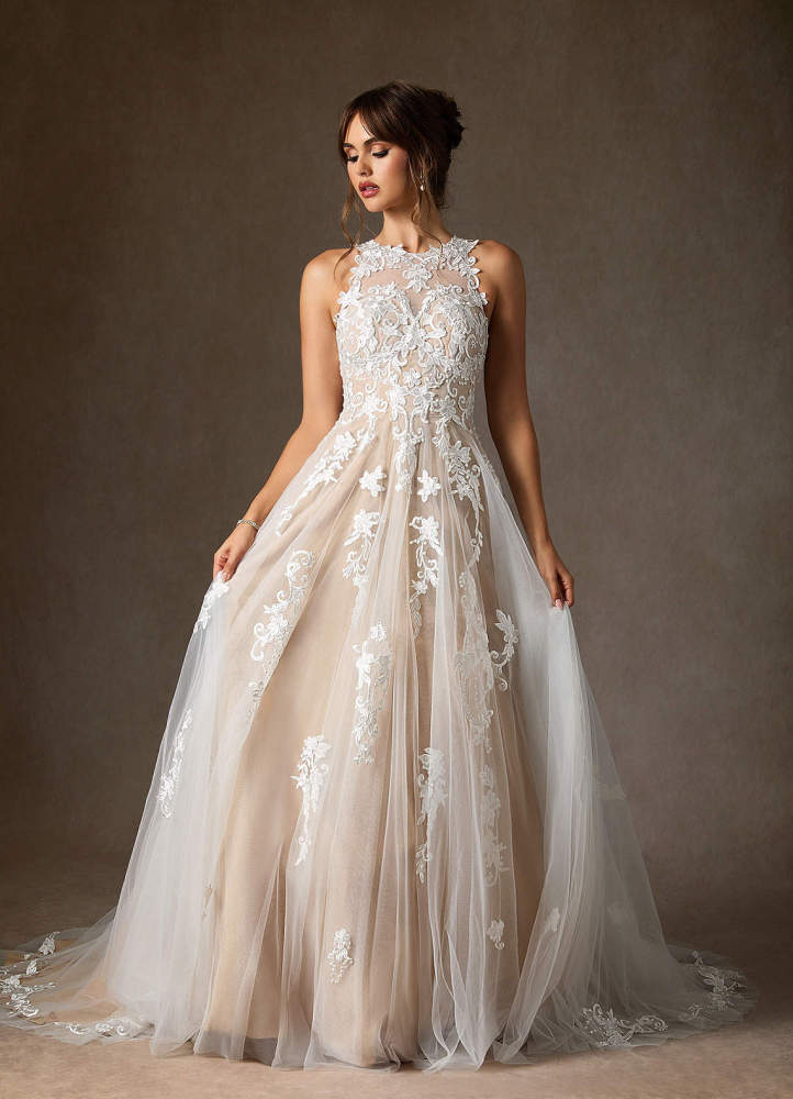 elyessen Diamond White A-Line Sweetheart Lace Tulle Dress