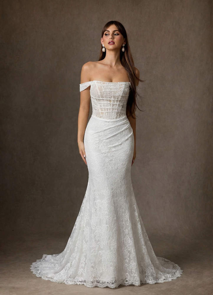 elyessen Idalis Diamond White Mermaid Lace Dress
