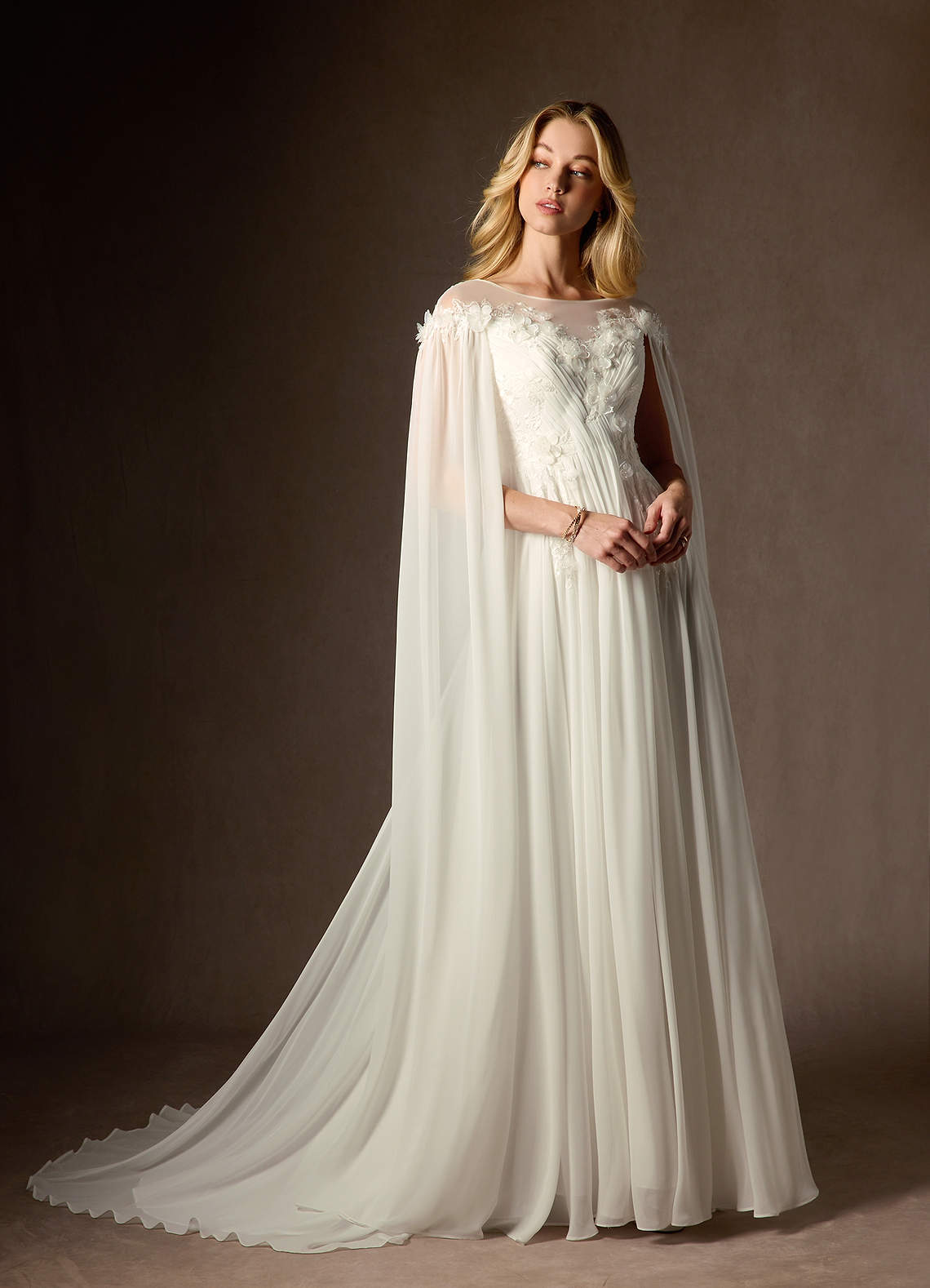 elyessen Diamond White A-Line Scoop Chiffon Dress