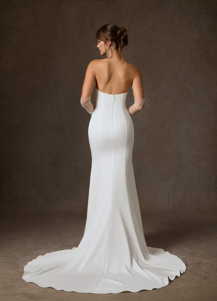 elyessen Colette Diamond White Fit and Flare Strapless Crepe Back Satin Dress