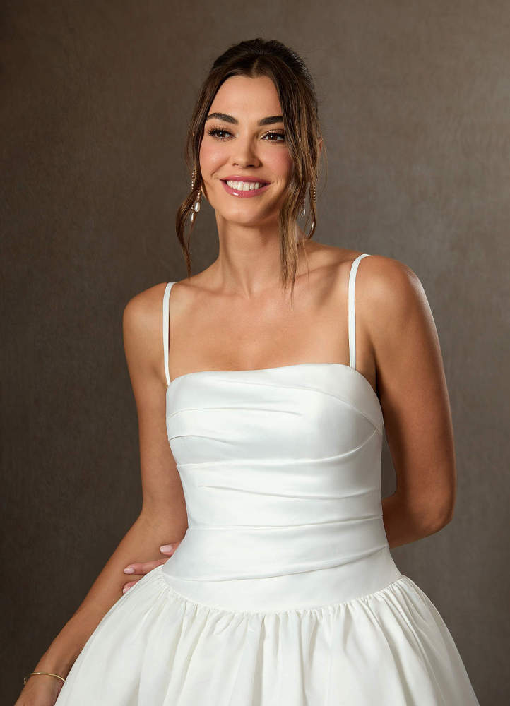 elyessen Lucinda Diamond White Ball-Gown Strapless Matte Satin Dress