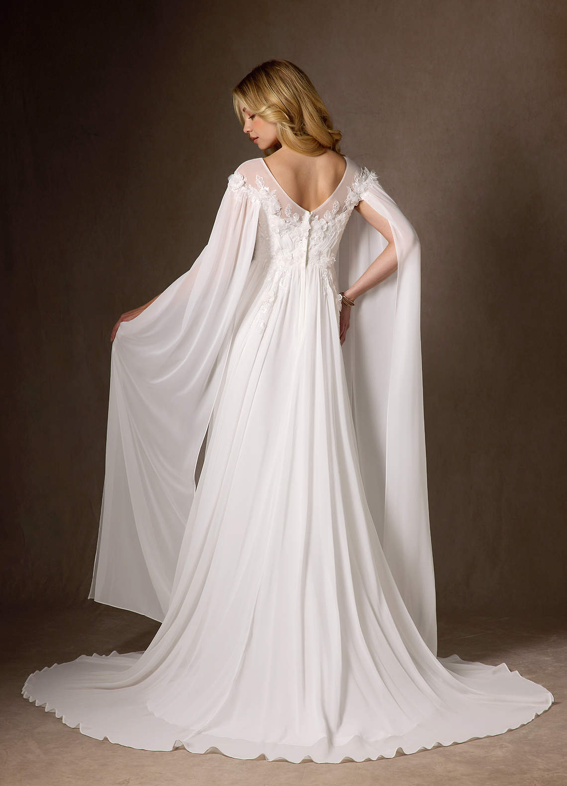 elyessen Linnea Diamond White A-Line Scoop Chiffon Dress