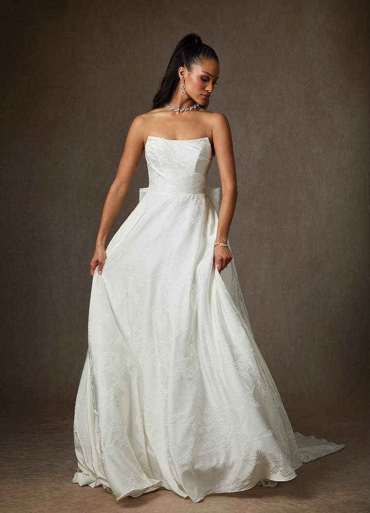 elyessen Kandice Diamond White Ball-Gown Floral Jacquard Dress