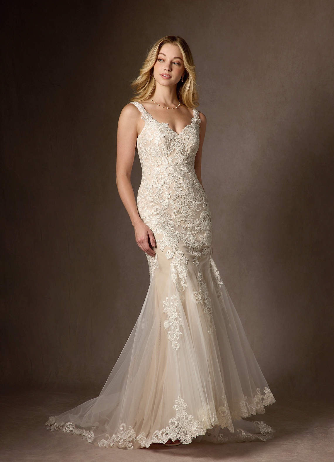 elyessen Diamond White Mermaid Sequins Tulle Dress