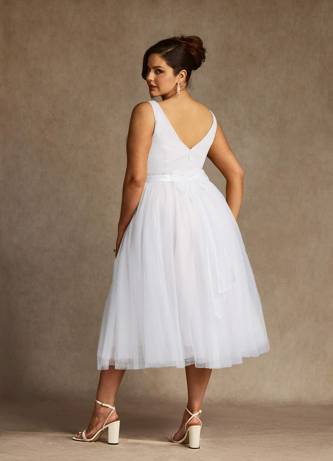 elyessen Windsor Diamond White A-Line Bow Tulle Dress