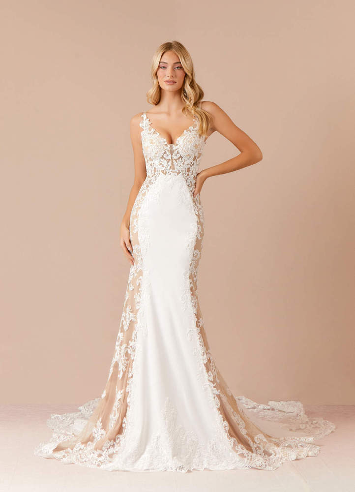 elyessen  Stretch Diamond White Mermaid Sequins Stretch Crepe Dress