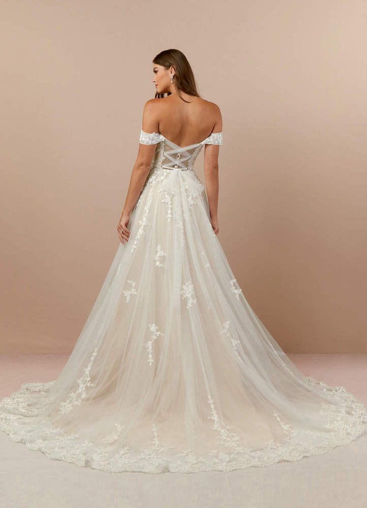 elyessen Botanica Diamond White A-Line Off the Shoulder Tulle Dress