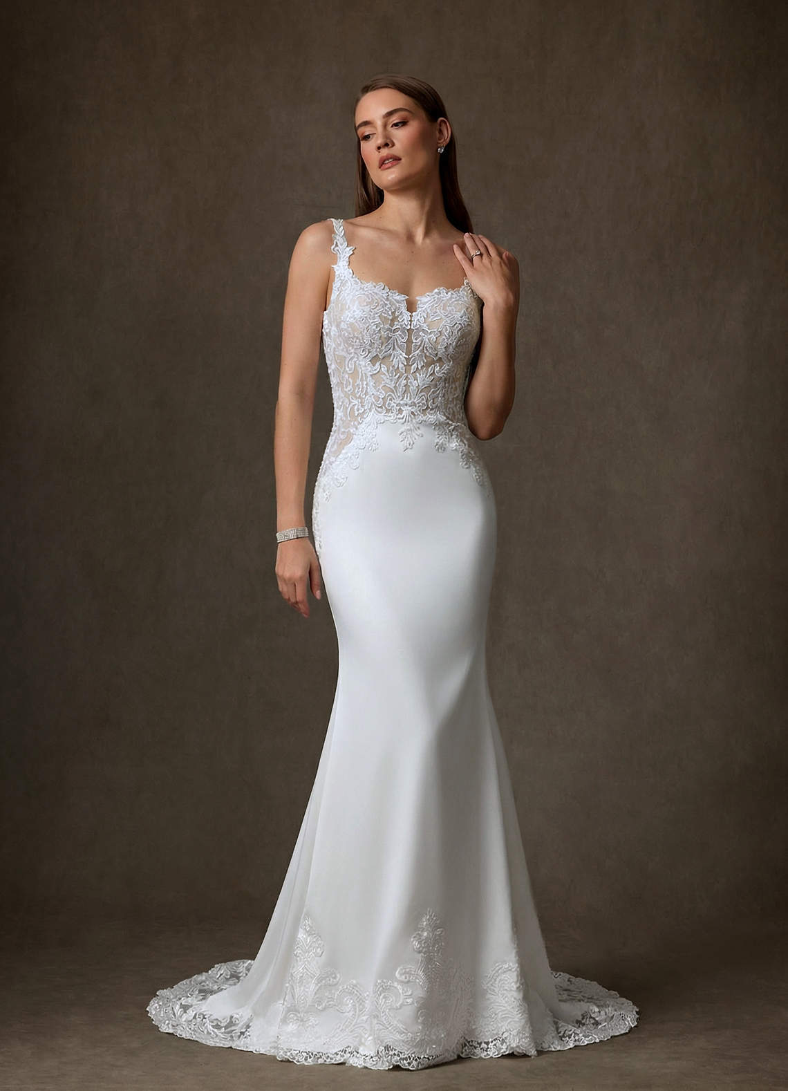 elyessen Isadora Diamond White Mermaid Lace Dress
