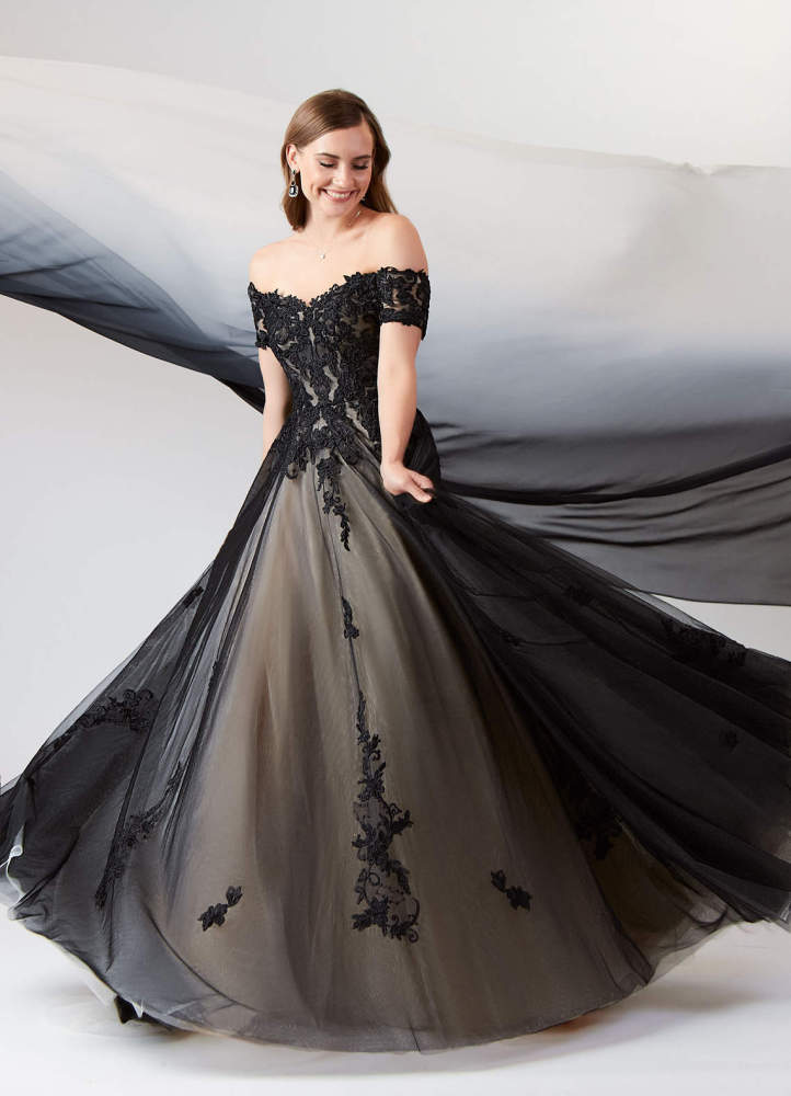elyessen  Diamond White Ball-Gown Off the Shoulder Tulle Dress