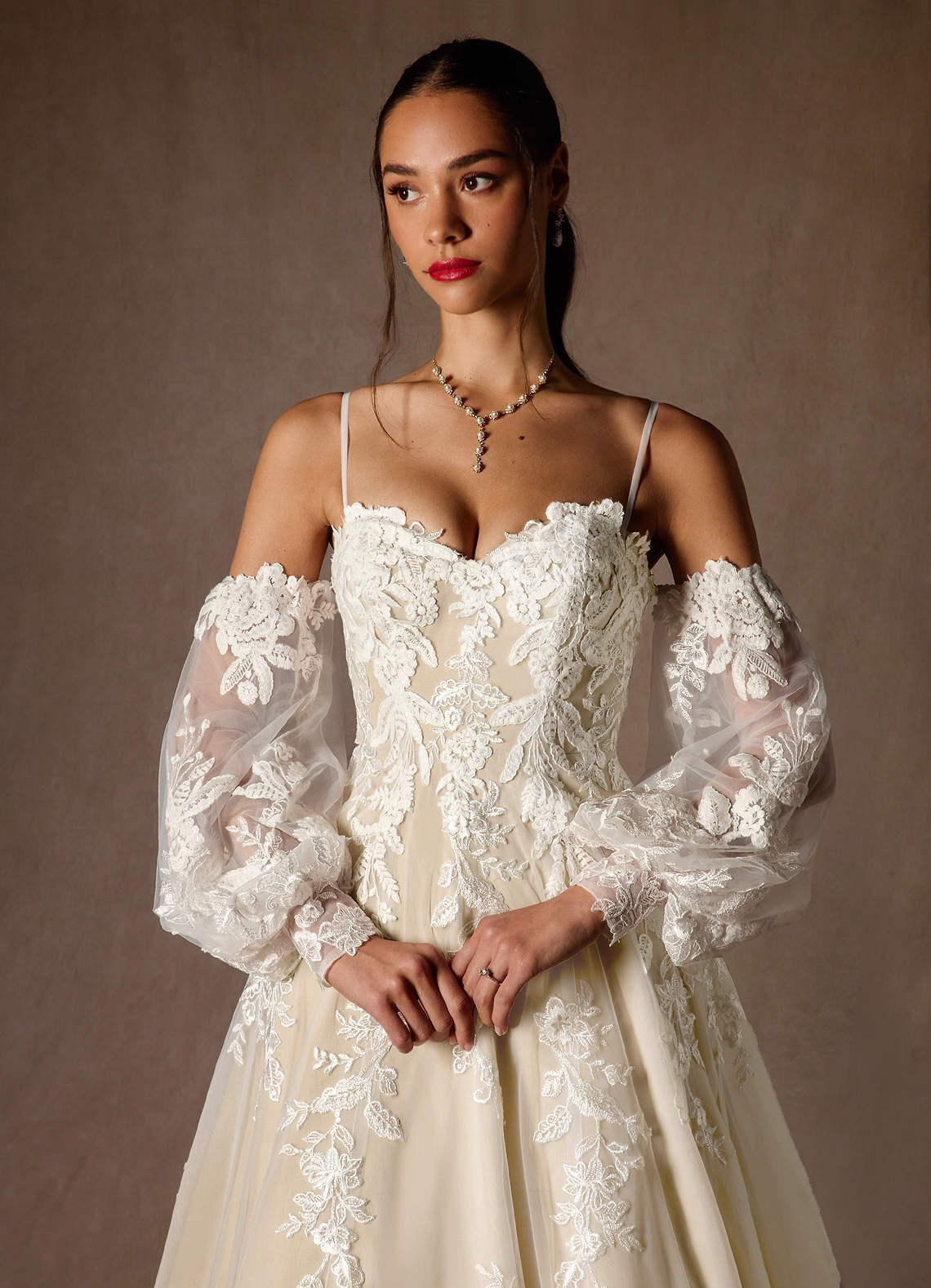 elyessen  Diamond White Ball-Gown Strapless Lace Dress