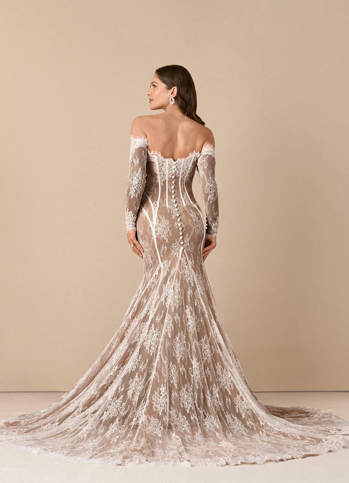 elyessen  Diamond White Mermaid Off the Shoulder Tulle Dress