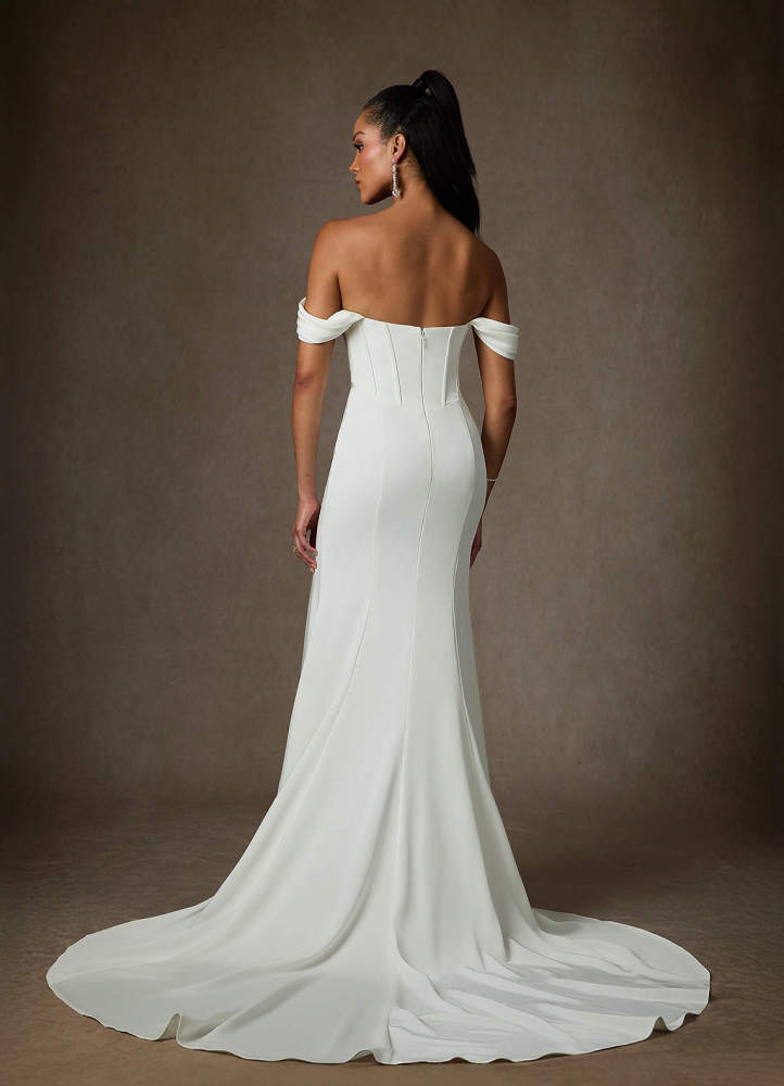 elyessen Viri Diamond White Mermaid Sweetheart Neckline Crepe Back Satin Dress