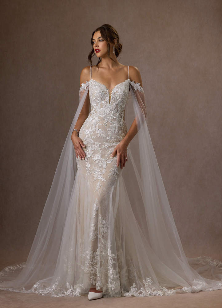 elyessen  Diamond White Mermaid V-Neck Sequins Tulle Dress