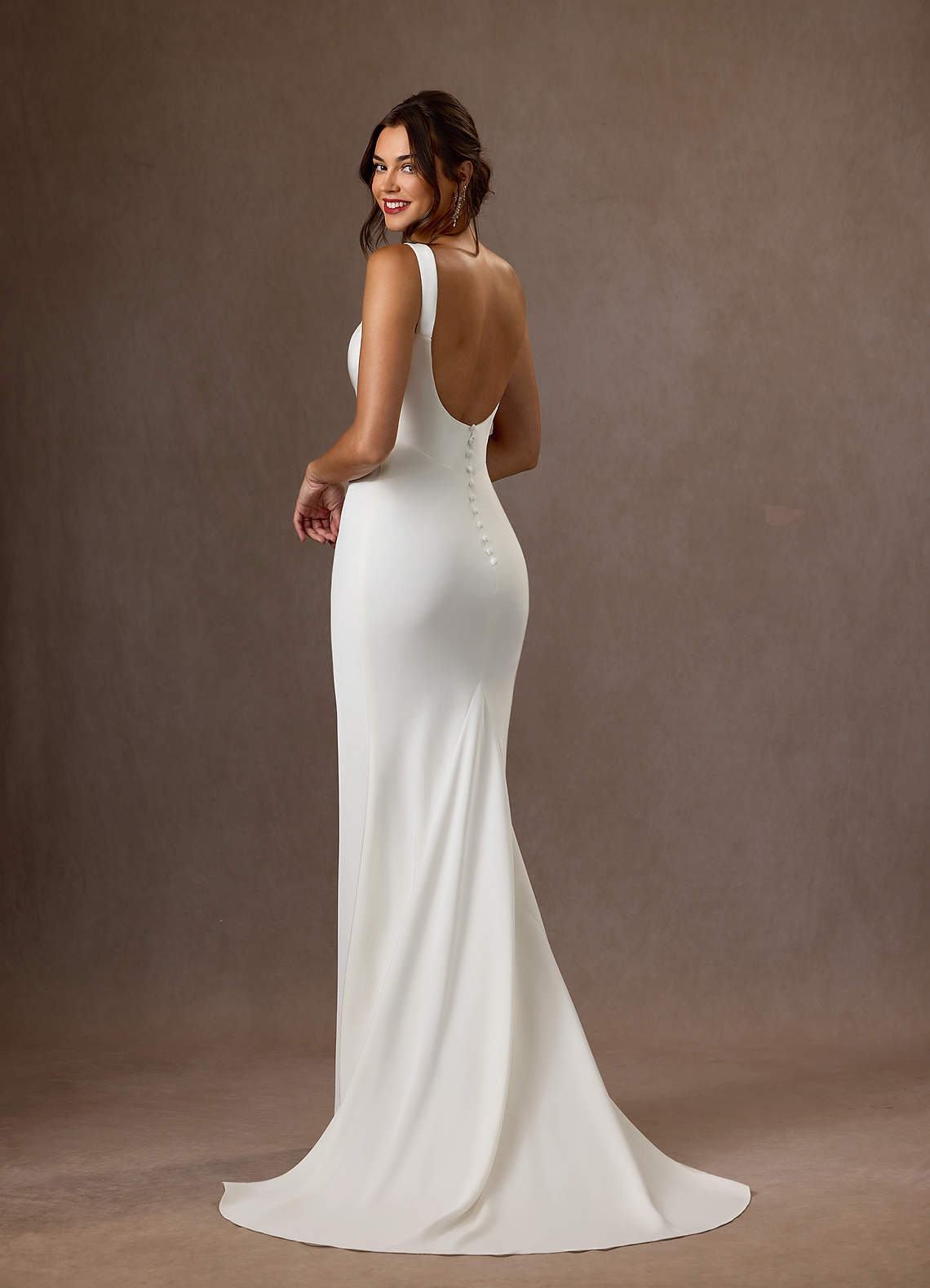 elyessen Lyssa Diamond White Mermaid Crepe Back Satin Dress
