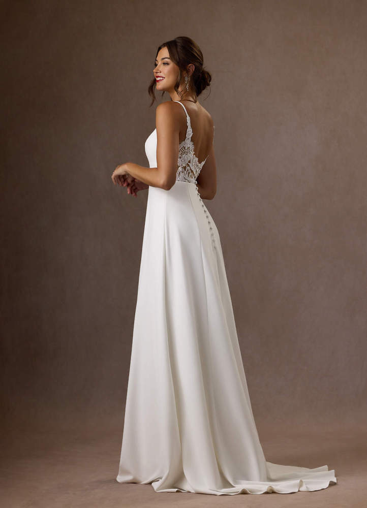 elyessen  Stretch Diamond White A-Line V-Neck Sequins Stretch Crepe Dress