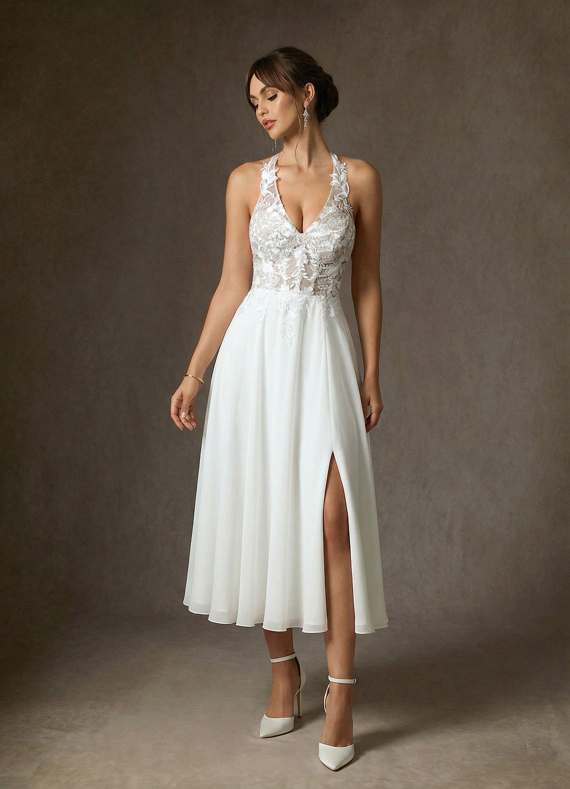 elyessen Sonia Diamond White A-Line Lace Dress