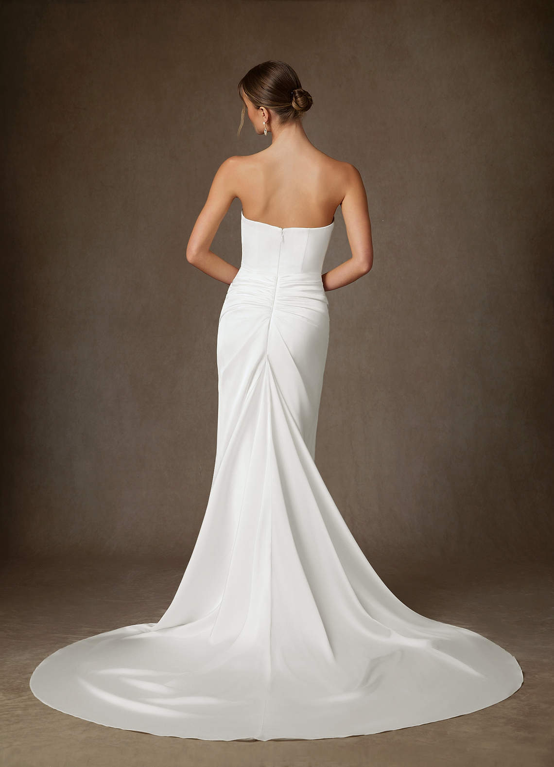 elyessen Begonia Stretch Diamond White Sheath Strapless Stretch Satin Dress