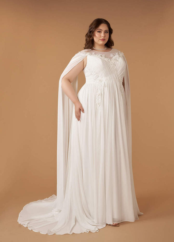 elyessen Linnea Diamond White A-Line Scoop Chiffon Dress