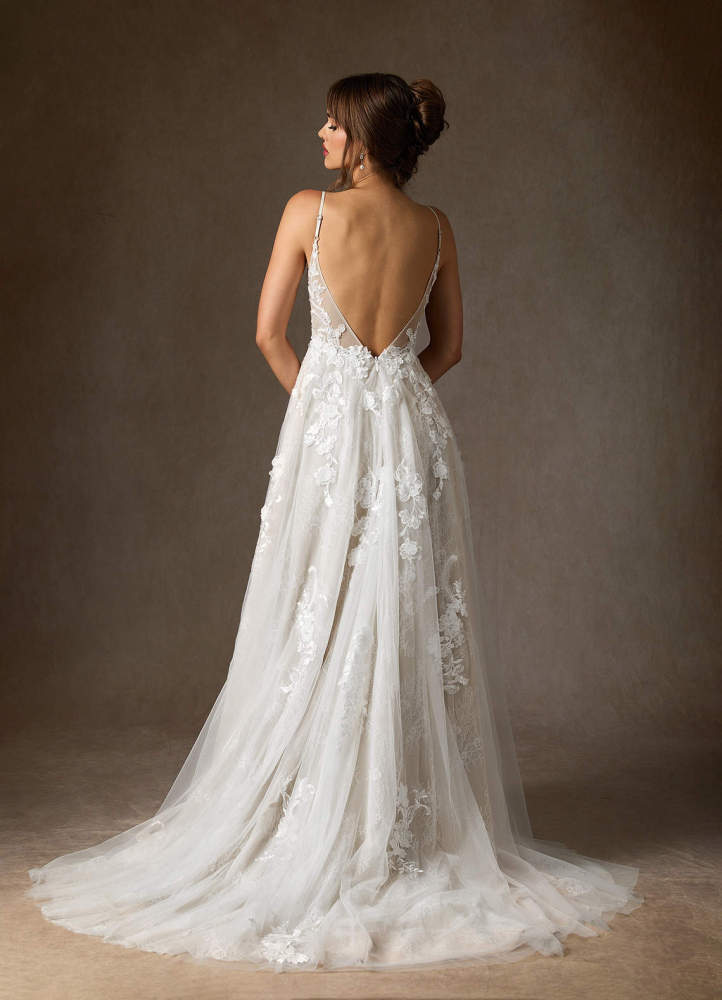 elyessen Monda Diamond White A-Line Lace Tulle Dress