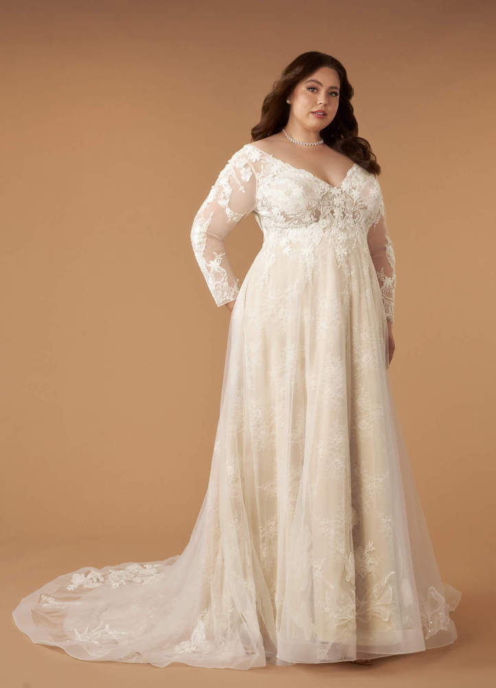 elyessen  Diamond White Champagne A-Line V-Neck Sequins Tulle Dress