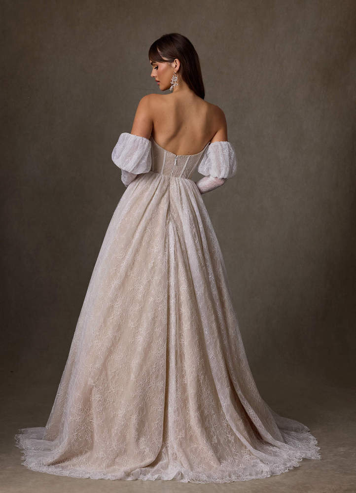 elyessen  Diamond White A-Line Sweetheart Neckline Lace Dress