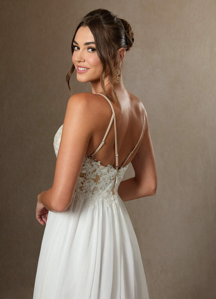 elyessen Gala Diamond White A-Line Lace Chiffon Dress
